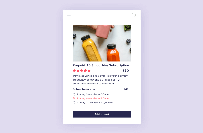 Prepaid subscriptions for smoothies